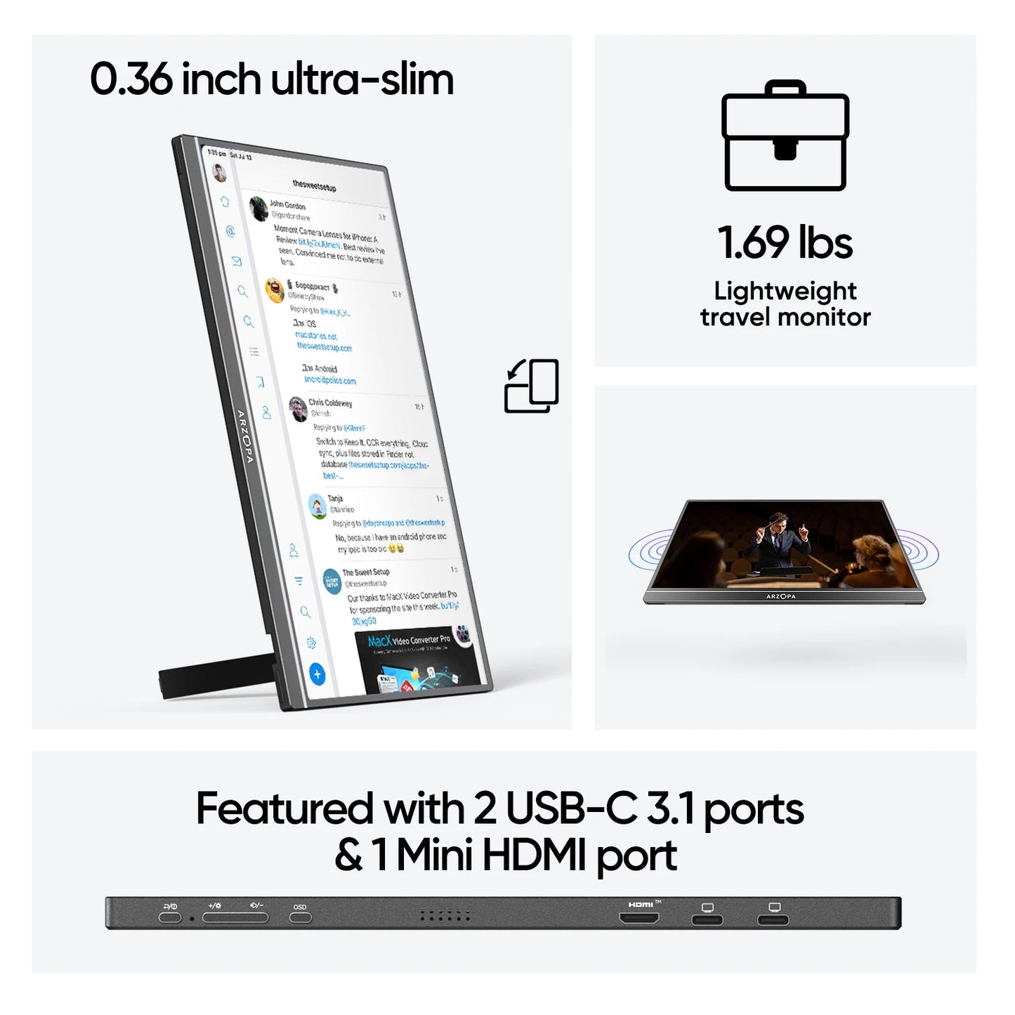 ARZOPA A1M 17.3" 60Hz Entertainment Monitor