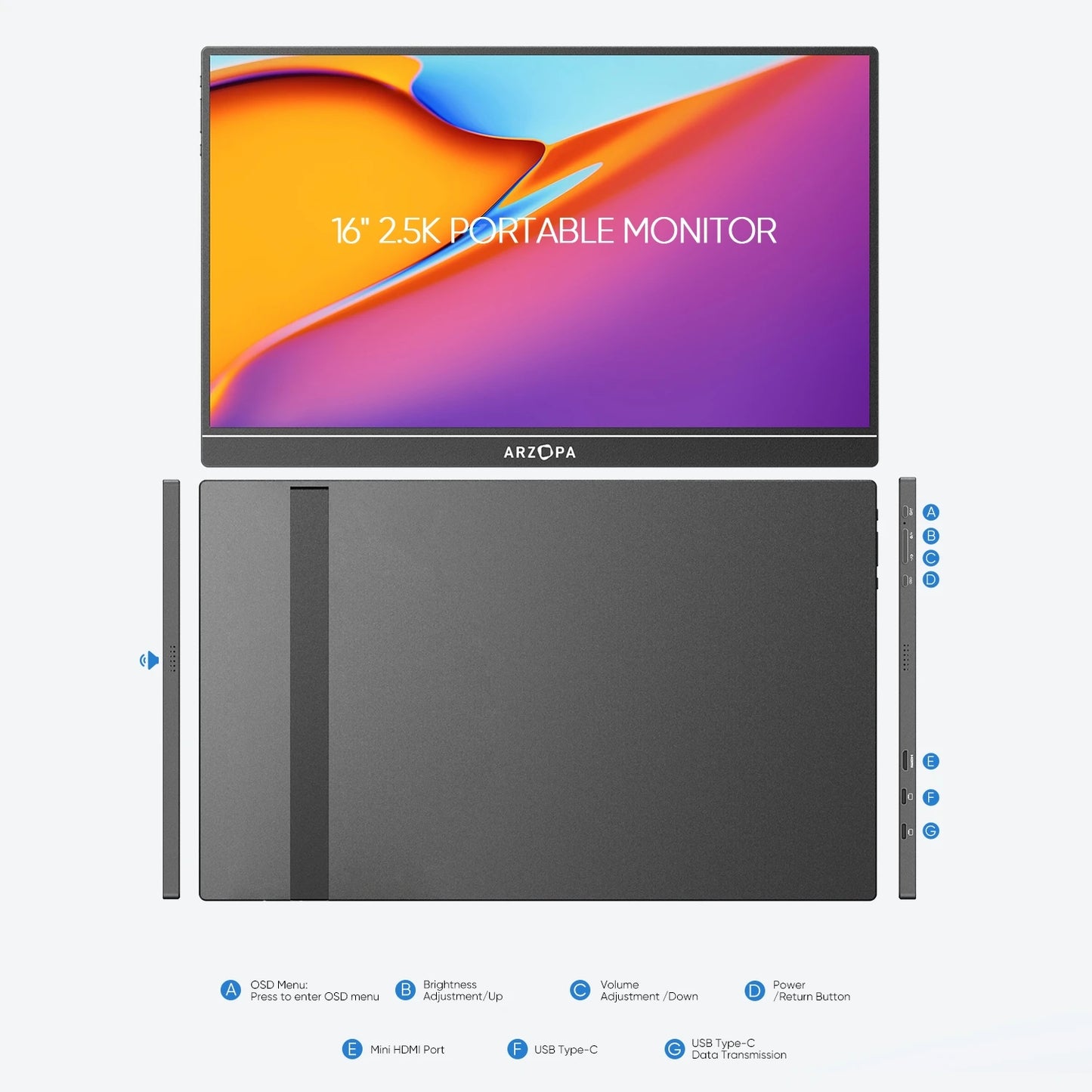 ARZOPA Z1RC 16" 2.5K Creative Monitor