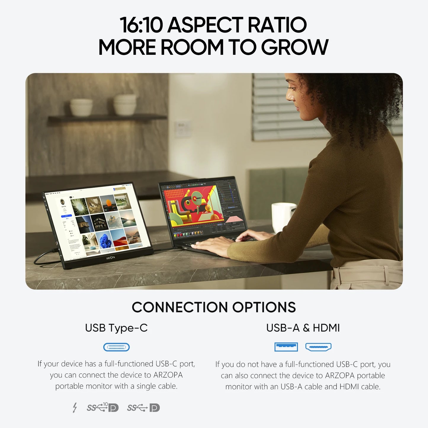 ARZOPA Z1RC 16" 2.5K Creative Monitor