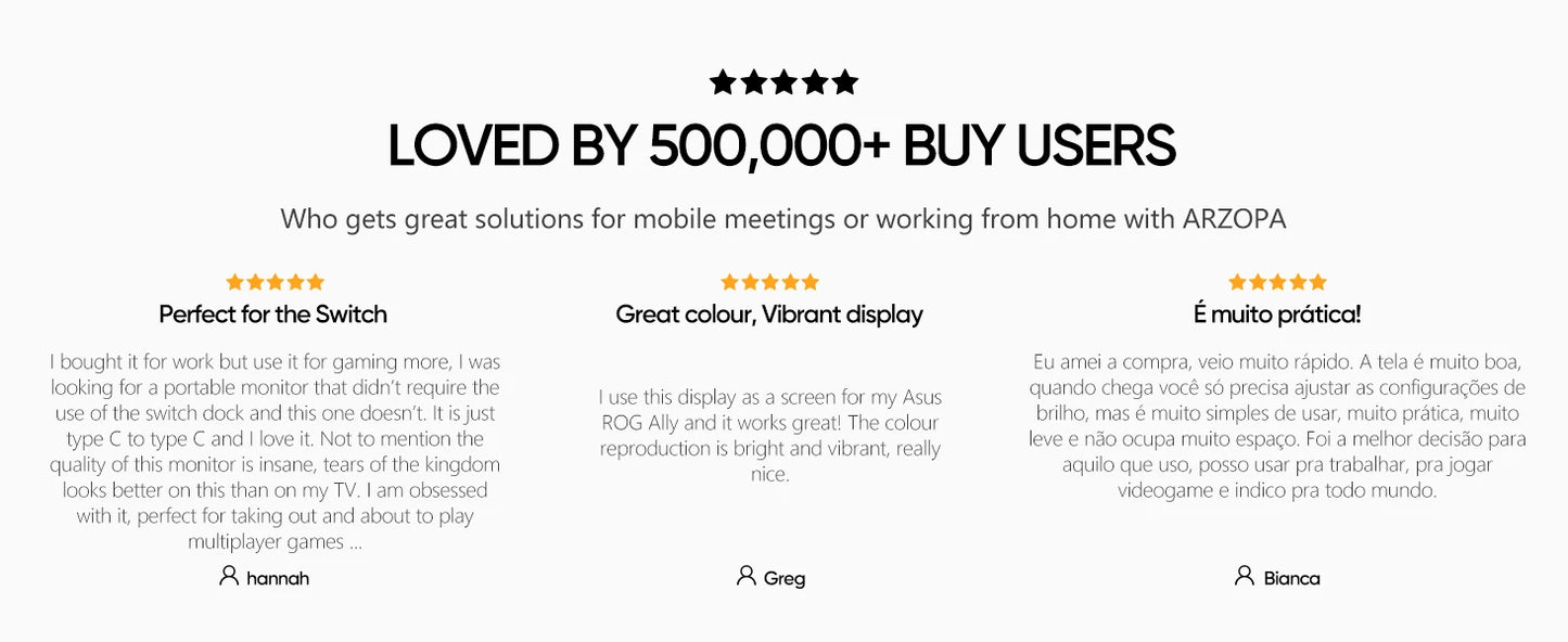 ARZOPA Z1FC 16.1" 144Hz Gaming Monitor